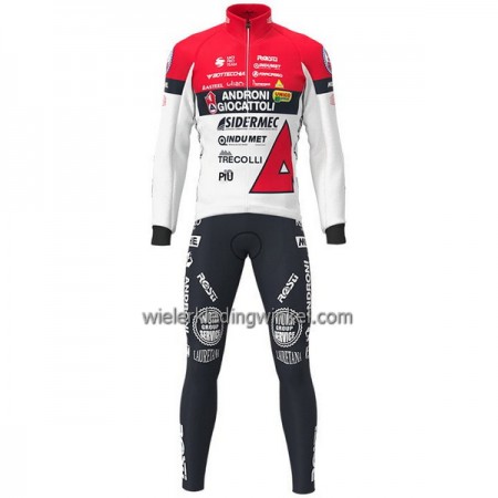 Set Fietsshirt Lange Mouw + Lange Koersbroek Sidermec 2021 Androni Giocattoli Rood Wit
